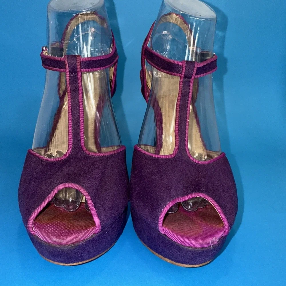Elle Elharissa Purple Platform Stiletto‎ Heel T Strap SexySandal Shoe See Pics